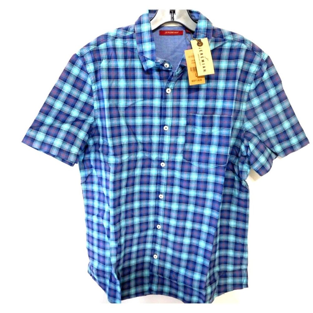 Jeremiah Men Plaid Short Sleeve Shirt M Medium New Button Cotton